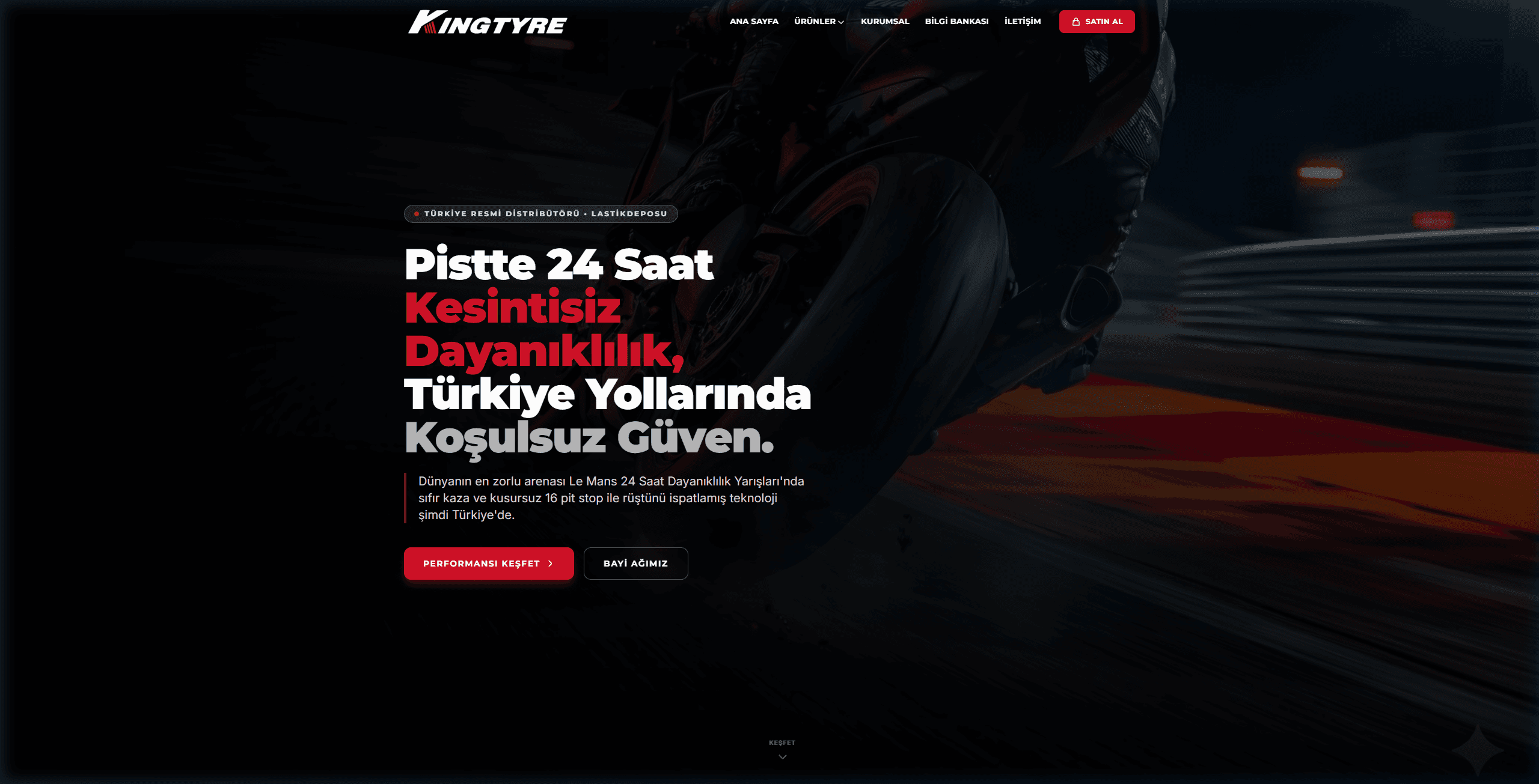 Kingtyre Türkiye web sitesinin ana sayfa ekran görüntüsü